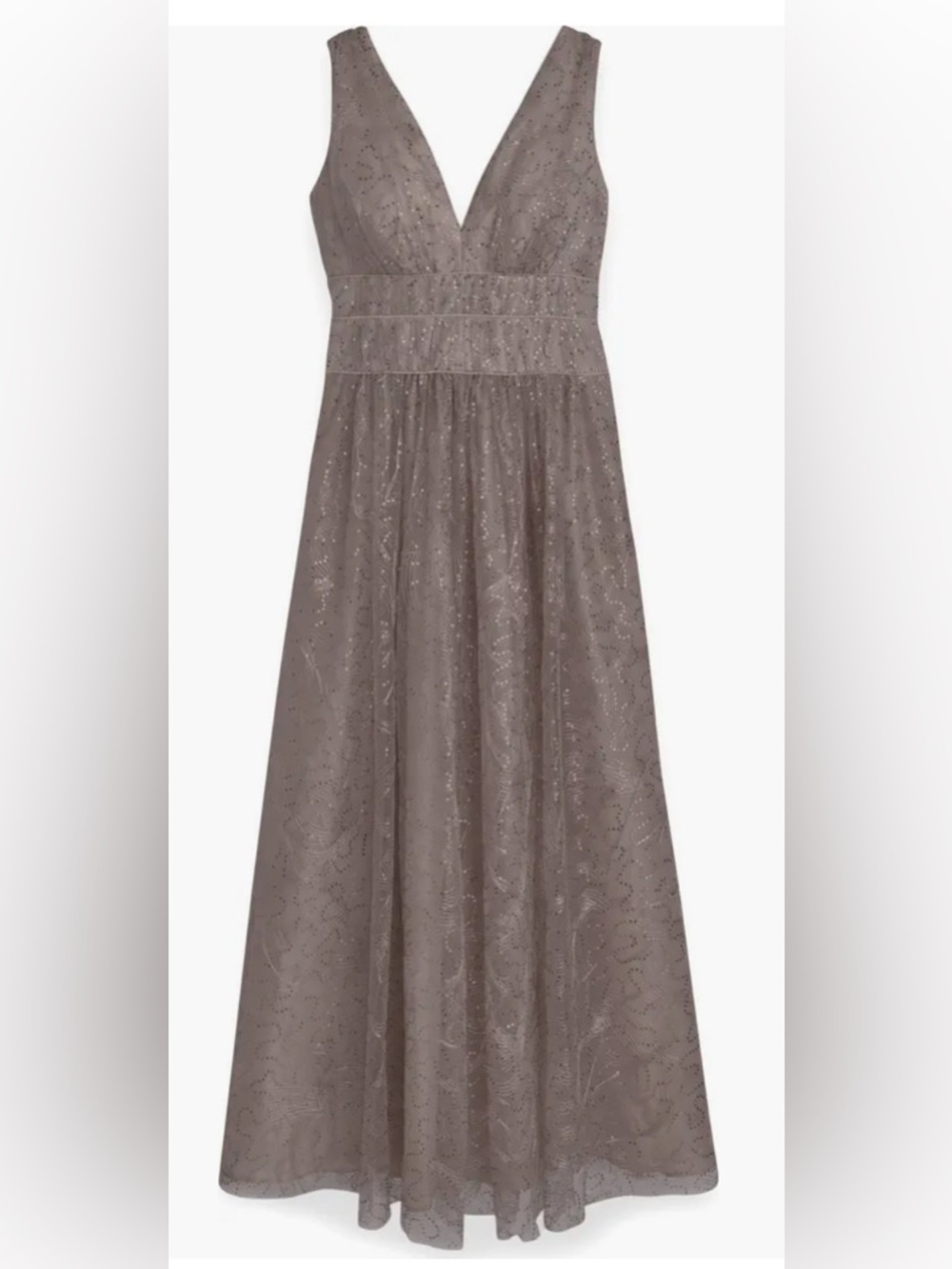 Donna Karan Taupe Maxi Dress Skirt with Subtle Glitter